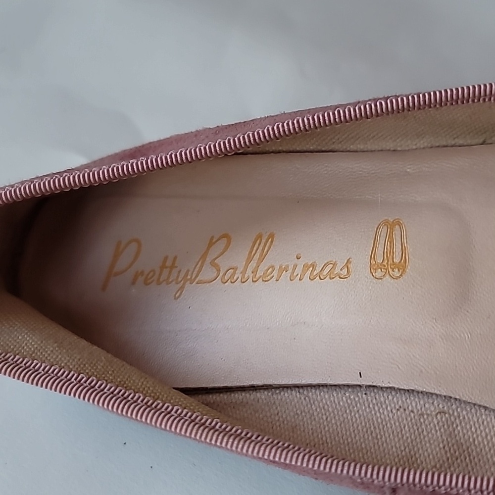 Pretty Ballerinas Bow tied Suede Pink  Real Leather  reptile skin accent - Picture 4 of 6